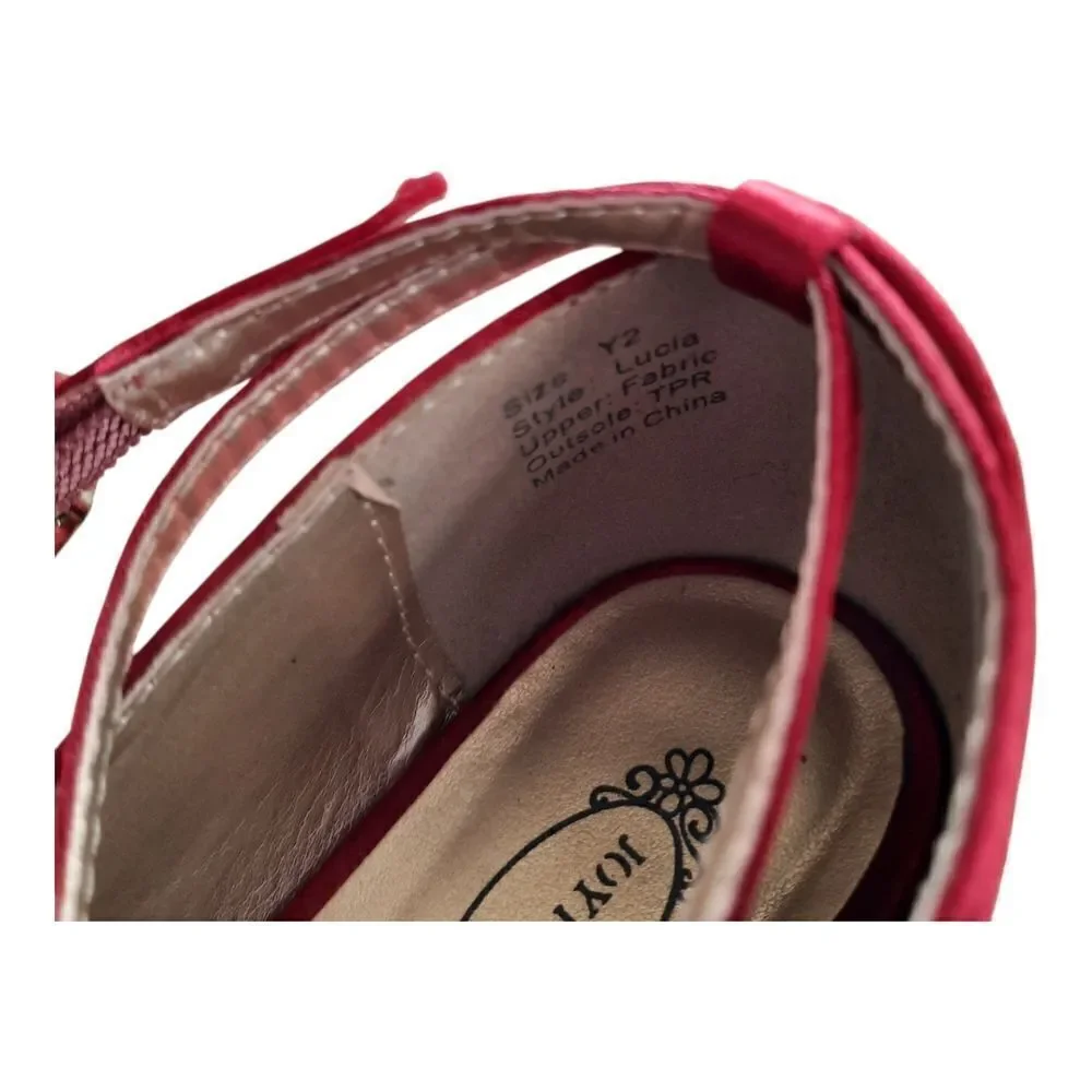 Joyfolie Elegant Red Satin Heels with Bow Detail